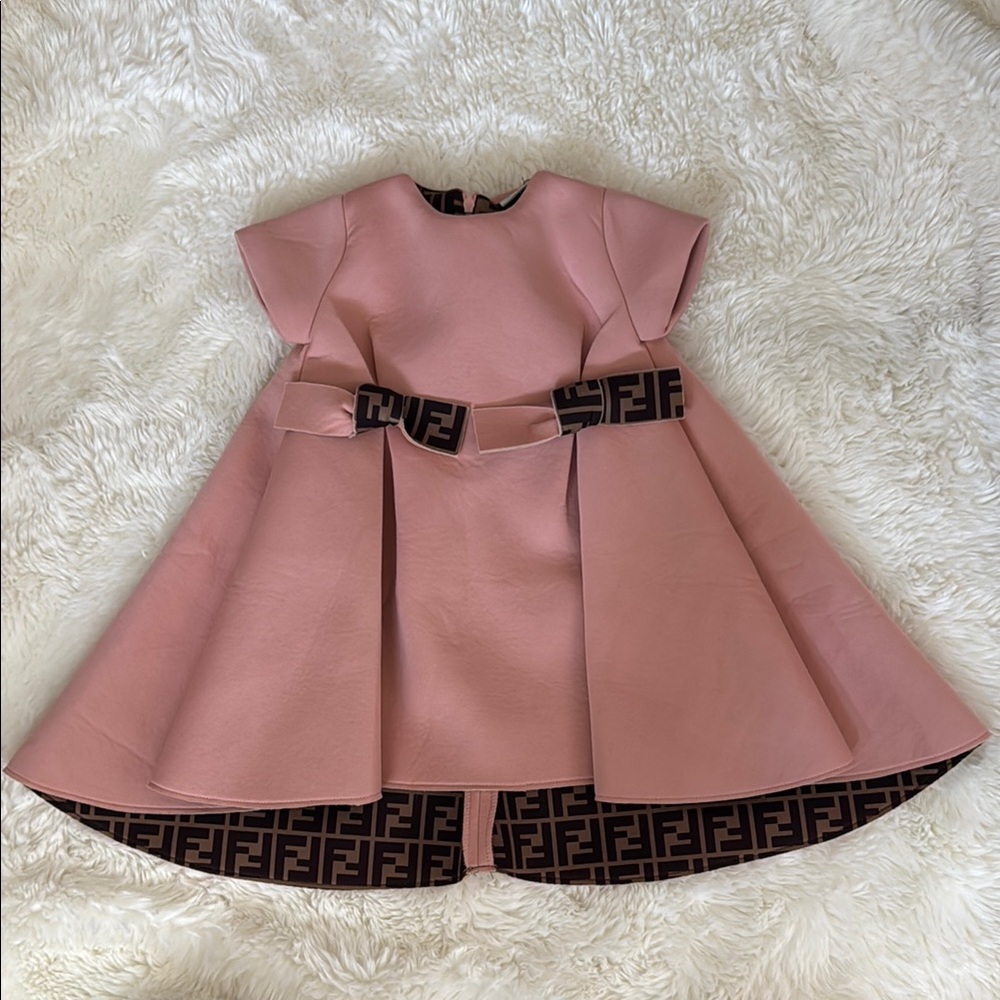 FENDI Pink A-Line Dress with Flutter Sleeves